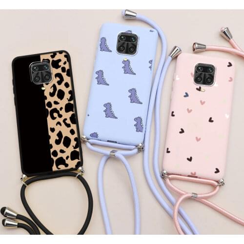 For Redmi Note 9 Pro Case Soft TPU Cover Phone Cases For Xiaomi Redmi Note 9 Note9 Pro Max 9Pro 9s Lanyard Crossbody Cute Funda