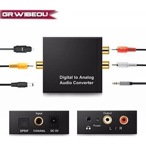 3.5MM Jack DAC Digital to Analog Audio Converter Decoder Optical Fiber Coaxial Stereo Audio Adapter To RCA Amplifiers USB Cable