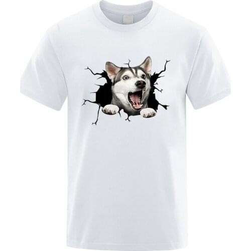 CLOOCL Animal White Cotton T-Shirts Fashion Brand Pet Dog Husky Printed Tshirt Men Women Shirts Hip Hop Tops Funny Cotton Tees
