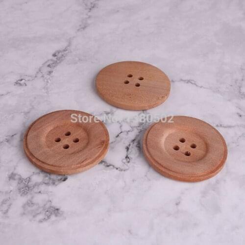 10PCS/Lot Large size Natural Color 50mm wooden Buttons Garment sewing Accessories for Clothing