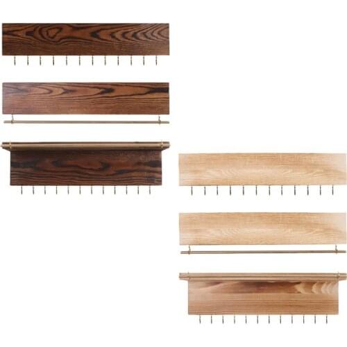 Wooden Wall Mounted Jewelry Display Organizer Hook Holder for Necklace Earrings