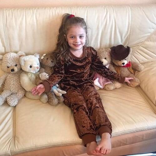 Kids Clothes Girls Sets Tops Pants 2 Pieces Suits Boys Velvet Autumn Fashion Childrens Clothing