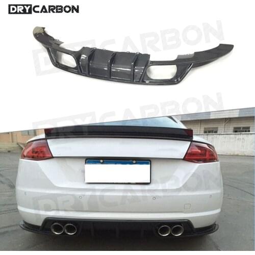 Carbon Fiber Rear Diffuser Spoiler For Audi TT TTS TTRS 2014-2017 4 Outlet exhaust Tip BT Style Bumper Lip Guard Car Styling