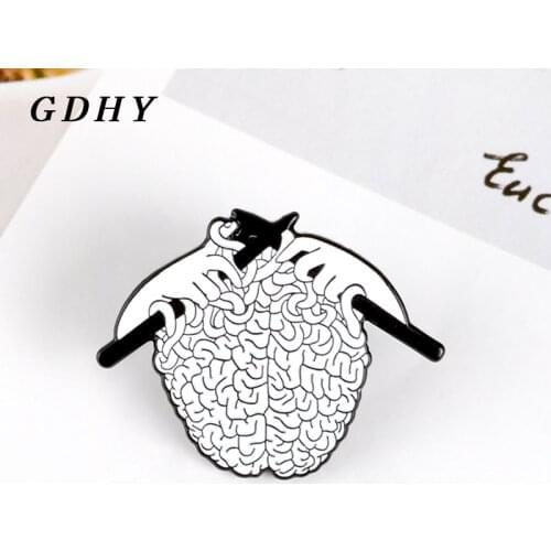 GDHY Organ Brain Knitting Sweater Enamel Pin Brooches white Human body Organ Corsage Brooch Badge Jewelry Gift for Doctor Spille