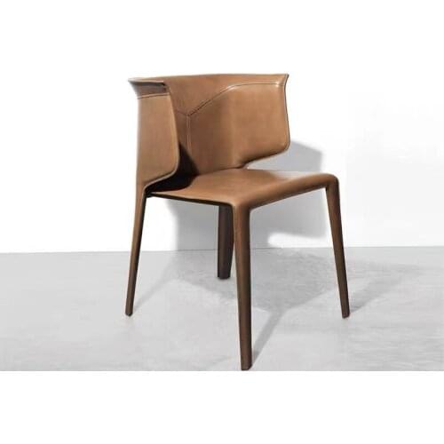 Italian Postmodern Simple Leisure Chair Saddle Leather Armchair Negotiation Chair Light Luxury Home Furniture