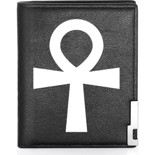 Classic Ankh Cross Crux Ansata Key To Life Egypt Leather Men Wallet Classic Credit Card Holder Short Purse