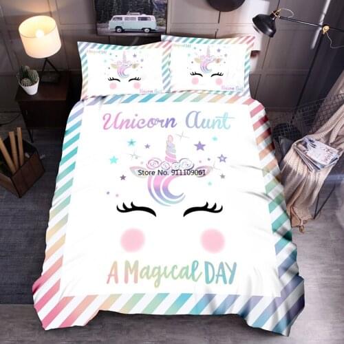 Lovely Pink Unicorn Duvet Cover Set Kids Bedding Set Boys Girls Bedspreads Comforters Cartoon Bed Set Home Textile Home Bedding