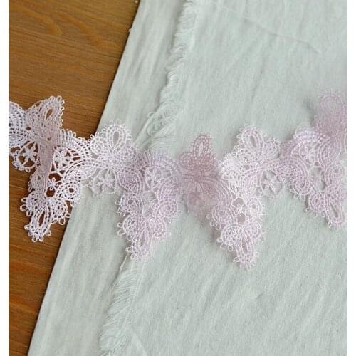 2 Meters Pink Flower Lace Trim High Quality Water Soluble Lace Fabric 6.3cm Wide Lace Accessories