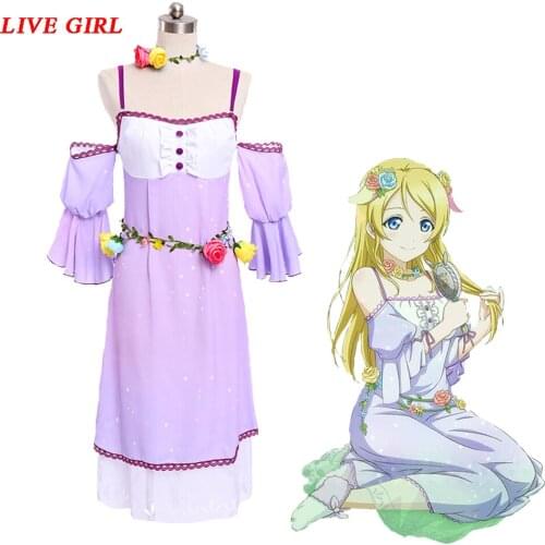 Liva girl love live cosplay Eli Ayase purple dress cosplay costume new LoveLive Sunshine cosplay set custom made size
