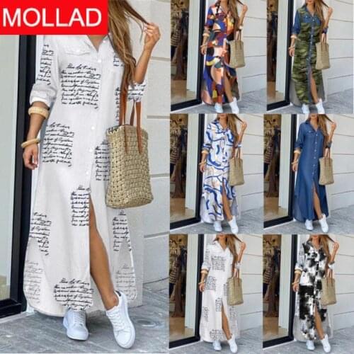 Foreign Trade European Station European and American Spring and Summer Fashion Sexy Shirt Maxi Dress Women