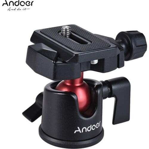 Andoer Mini Ball Head Ballhead Tabletop Tripod Stand Adapter w/Quick Release Plate for Nikon Sony Canon DSLR Camera Camcorder