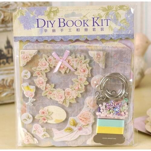 DIY Mini Photo Album Making Kit For Kids,Vintage Folding Pocket Scrapbook Album For Birthday Gift -8 designs