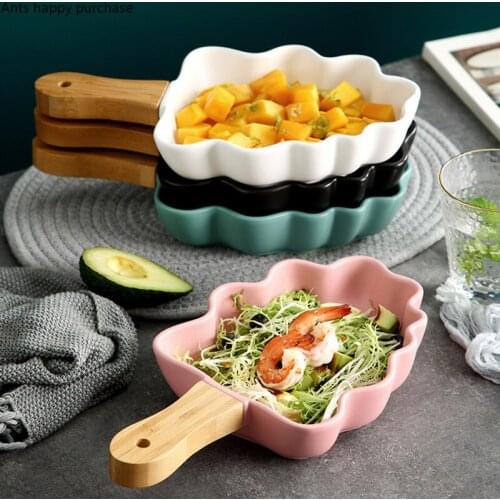 Irregularly Baked Ceramic Plate Leaf Shape Disk Cheese Risotto Fruit Salad Plate Restaurant Tableware Dessert Snack Plate