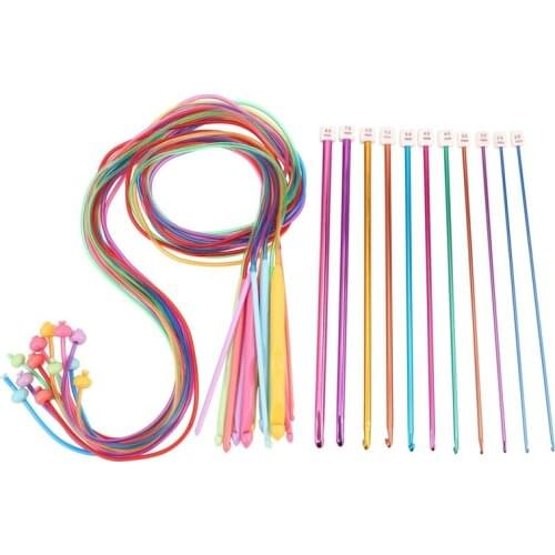 New 23 Pcs Tunisian Crochet Hook Set Include Plastic Cable Afghan Crochet Hook and Tunisian Afghan Aluminum Knitting Needles