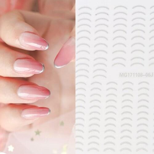 New arrived Fashion Decals Nail Art Stickers silver color U SHAPE LINE Nails Sticker Decorations Manicure Z0228