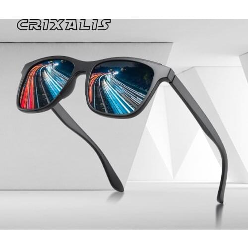 CRIXALIS Square Sunglasses Men Polarized Fashion Mirror Sunglasses Women Black Driving Travel Shades zonnebril heren UV400