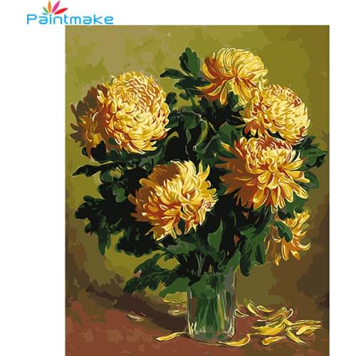 PAINTMAKE Chrysanthemum Painting By Numbers Flower DIY Oil painting on canvas for home Decor Art Picture Gifts 40*50cm