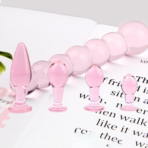 Five Styles of Pink Transparent Crystal Butt Anal Plug G-Spot Adult Lesbian Female Sex Toys for Women