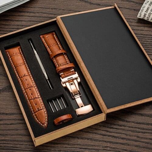 New Fashion Cowhide Strap With Exquisite Gift Box Genuine Leather Watch Band Strap 18mm 19mm 20mm Watchband Watch Accessories