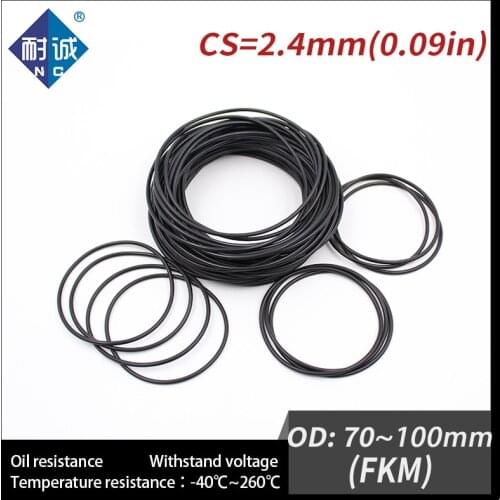 1PC/lot Rubber Ring Black FKM O ring Seals Thickness 2.4mm OD70/72/75/80/85/90/95/100mm Rubber O-Rings Fuel Washer