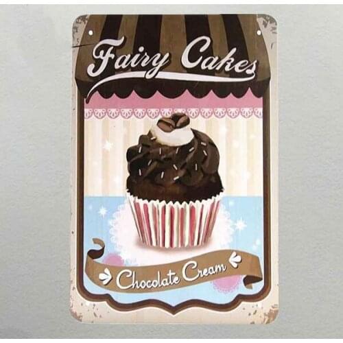 Fairy Cakes Chocolate Cream Decor Coffee Bar Tin Sign VINTAGE STYLE PLAQUE