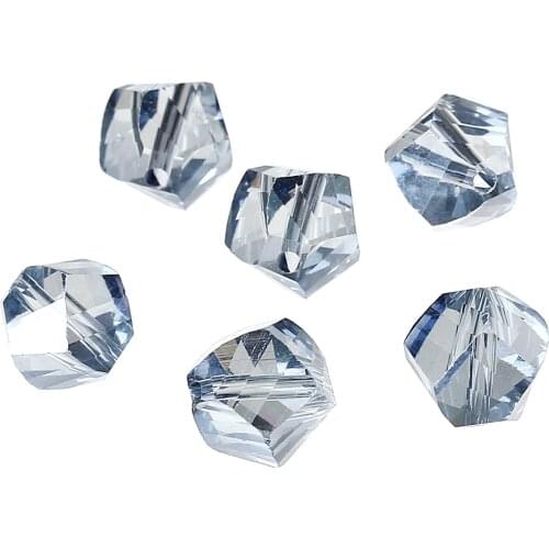 DoreenBeads Glass Loose Beads Irregular Light Blue Transparent Faceted About 10mm( 3/8") x 9mm( 3/8"),Hole: Approx 1.5mm,4 PCs