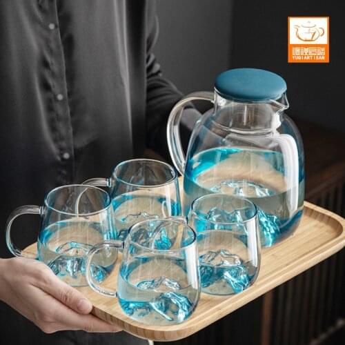 Nordic glass cooler Large-capacity cold kettle Home water cup glass water set water dispenser tea kettle water jug