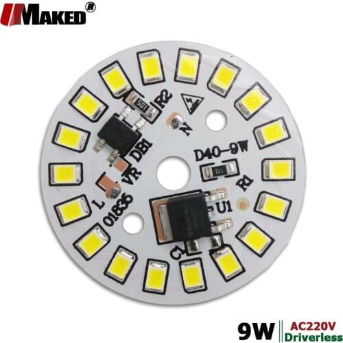 220V LED PCB 9W Dia40mm SMD2835 810lm LED Module Aluminum lamp plate With Smart IC Driver Bulb Pannel Dowlight Source Warm/White