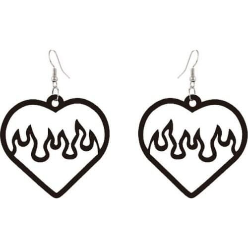Fresh and simple style two-tone acrylic black pink hollow heart earrings