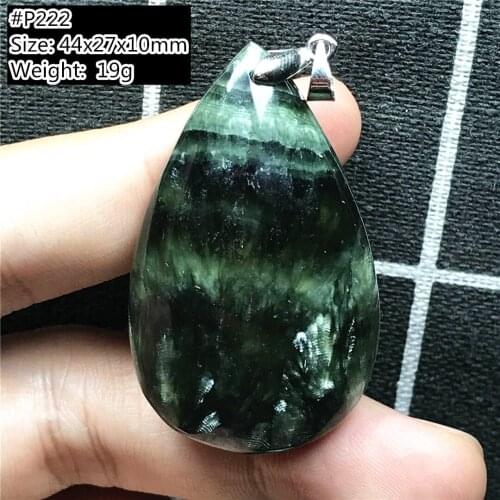 Top Natural Green Seraphinite Stone Pendant Jewelry For Women Lady Men Lucky Love Crystal 44x27x10mm Beads Silver Gemstone AAAAA