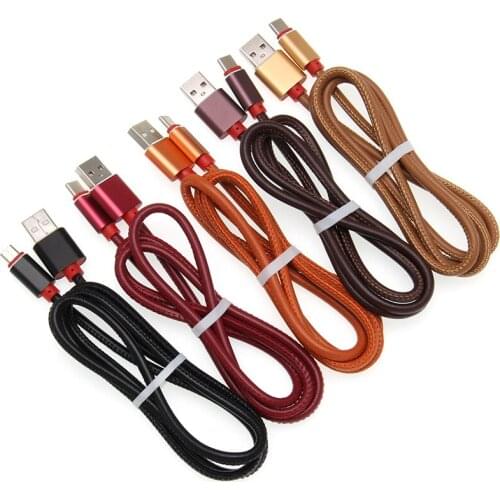 USB Cables for Iphone X 8 7 1M Fashion PU Leather Braided Micro USB Cable for Huawei Xiaomi Type C Cable for Samsung S7 100pcs