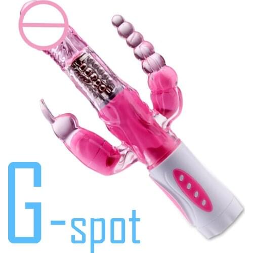 Triple Pleasure Rabbit Vibrator Anal Stimulator Sex Products Vibrating Rotating Dildo Vibrators Erotic Adult Sex Toys for Woman