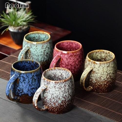 Japanese Ceramic Coffee Mug Large Capacity Simple Couple Drinking Tea Cup Kiln Change Glaze Milk Juice Mug Drinkware 480ML