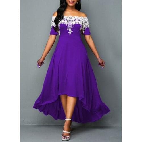 Woman Dress 2021 Spring Elegant Sexy Slash Neck Lace Formal Long Party Dress Casual Plus Size Slim Patchwork Ball Gown Dresses