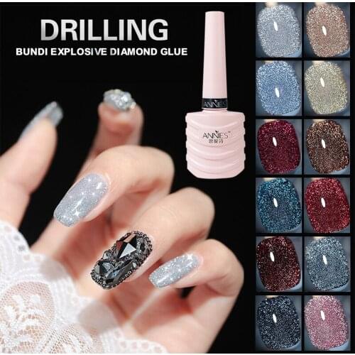 10ml Glitter Nail Gel Polish Nail Art Decoration Crystal Diamond Powder Gel Silver Nail Polish Soak Off UV Gel Polish