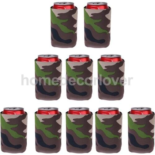 10pcs Camouflage Beer Stubby Cola Can Cooler Soda Beverage Sleeve Holder Favour