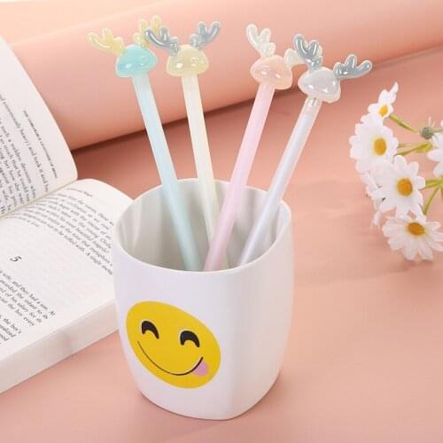 10PCS Cartoon Animal Antler Gel Pen Creative Student Exam Pen Cute Office Stationery Office Accessories