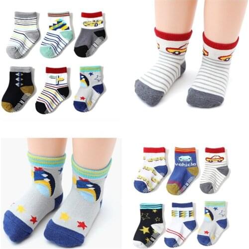 12pairs/Lot Cotton Non-Slip Socks Baby Boys Infant Socks Toddlers Floor Socks For 1-3 Years