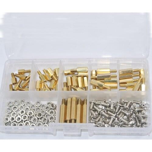 180Pcs/set M3*L+6mm Hex Nut Spacing Screw Brass Threaded Pillar PCB Motherboard Standoff Spacer Kit