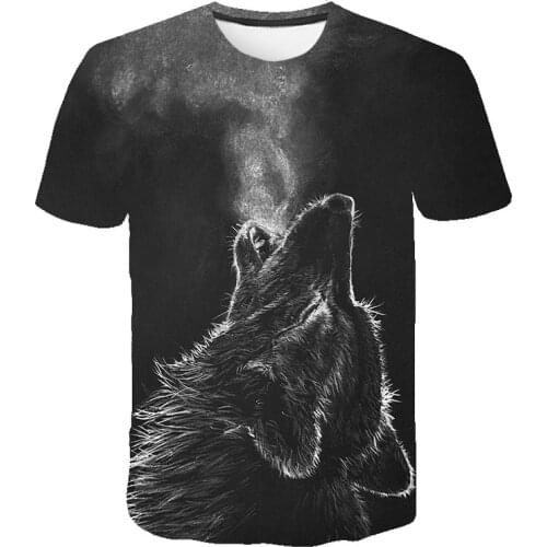 2021 Fashion Men Ruthless Personality Wolf Graphic t shirts Summer Casual Hip Hop Short Sleeve t-shirts Teens Tops Cool Design
