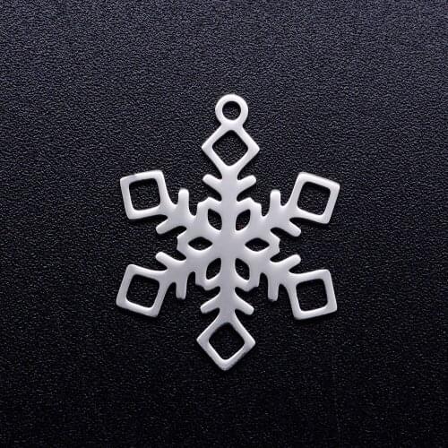 5pcs/lot Crystal Snowflake Stainless Steel DIY Charms Wholesale Never Rust Factory Sale DIY Pendants for Necklace Making