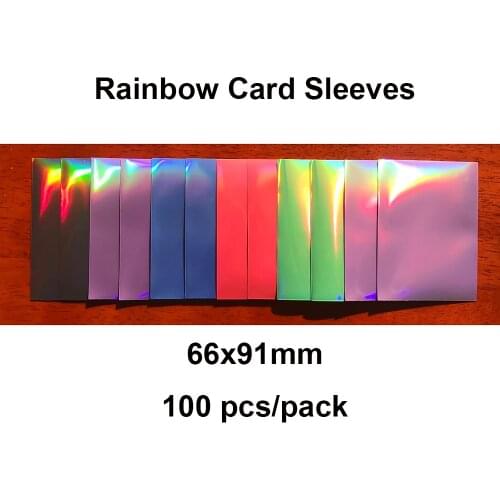 66x91mm100 PCS/LOT Rainbow Cards Sleeves Foil Cards Protector Trading Cards Shield Magic Laser Cover PKM/MGT Holographic Sleeve