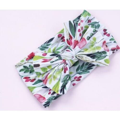 Knot Bows Cotton Nylon Bows Headbands 2019 Fashion Newborn Baby Girls Wide Turban Head Wraps Full Prints Patterned Head Wear