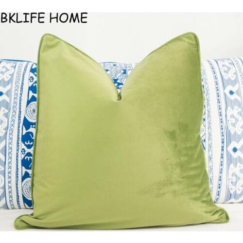 Piping Design Grass Green Velvet Cushion Cover Pillow Case Soft Pillow Cover No Balling-up Without Stuffing