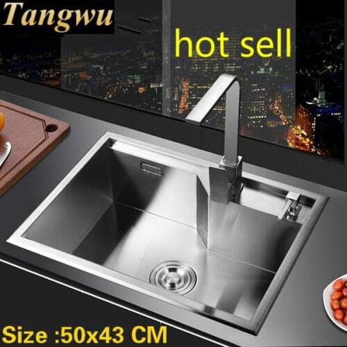 Free shipping Apartment mini vogue kitchen manual sink single trough vogue 304 stainless steel hot sell 50x43 CM