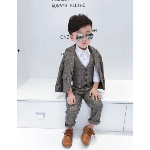 Flower Boys Brand Formal Tuxedos Kids Spring School Host Dance Suit Clothing Set 2020 New Design Kids Wedding Blazer Suit