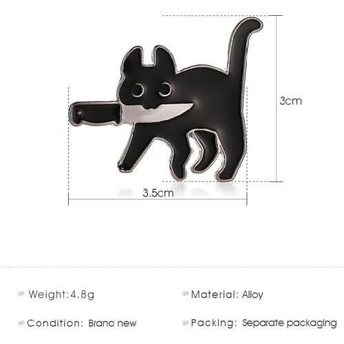 1PC New Cartoon Creative Black Cat Modeling Pop-Enamel Pin Lapel Badges Brooch Funny Fashion Jewelry