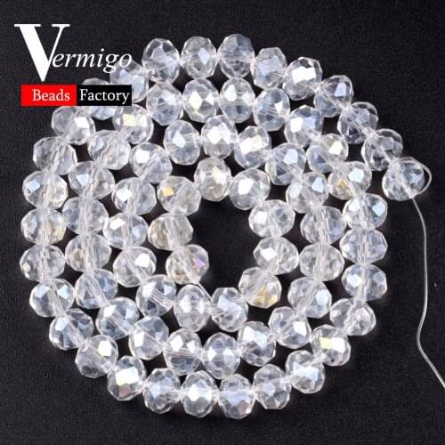 4-12mm Faceted AB White Rondelle Austrian Crystal Beads For Needlework Women Glass Beads Jewelry Diy Bracelet Accessories
