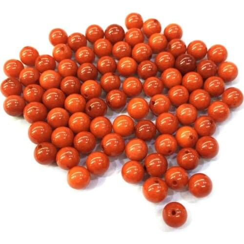 Natural coral Round shape Half hole beads for Making Jewelry DIY Stud earring accessories Loose Beads size 7mm