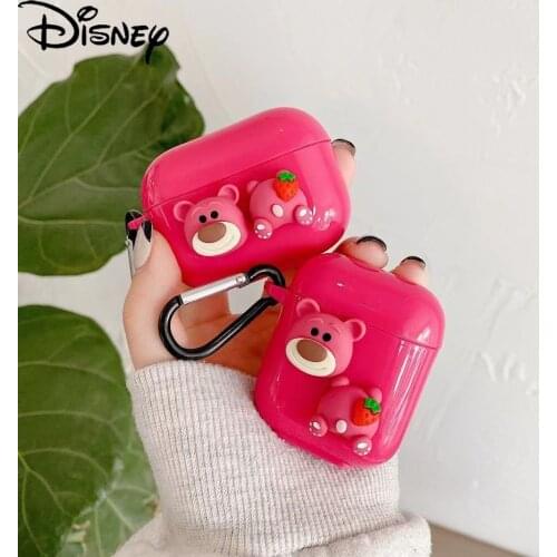 Disney cute strawberry bear airpdos earphone shell AirpodsPro protective cover Apple 2/3 generation soft earphone cover